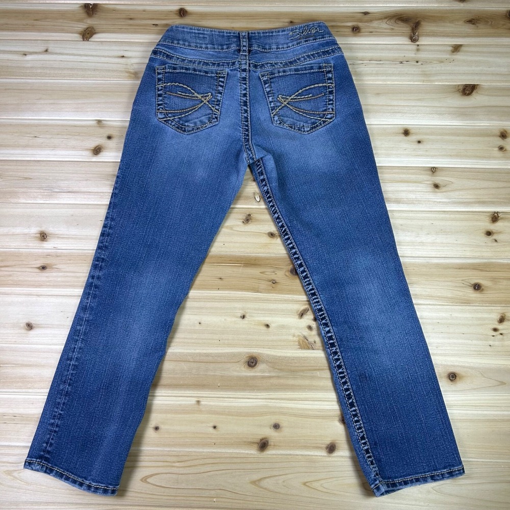 Silver Jeans Womens 28 Suki Capri Low Rise Cropped Denim Blue Jeans - Picture 8 of 13